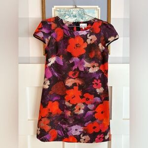Milly Red, Purple & Black Floral Shift Dress Size 8
